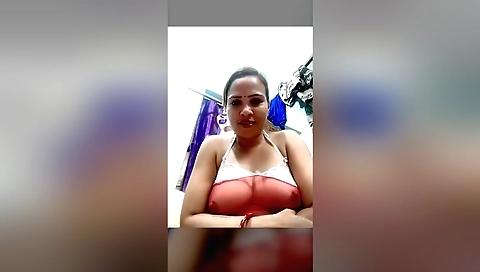 Busty brunette with natural boobs shows her body on webcam