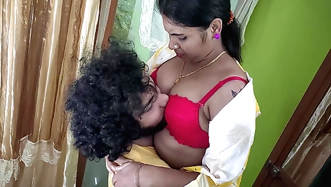 Sexy brunette teacher giving her student a blowjob