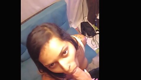 Indian brunette 18+ takes a smoke and gets a facial