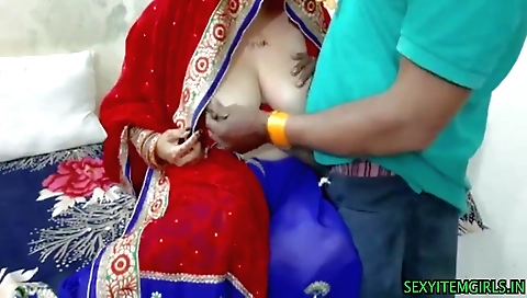 Chubby brunette with a tiny boobies enjoys a small dude
