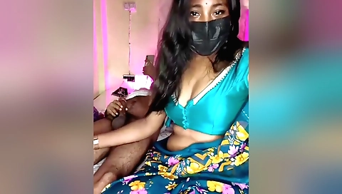 Indian girlfriend sucks and rides his dick in a hot scene