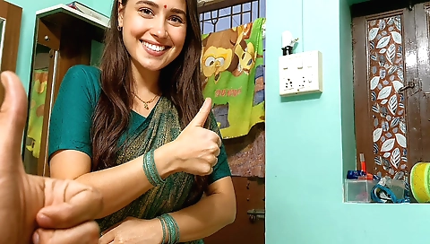 Indian chick in sexy dress is having fun with her stepbrother