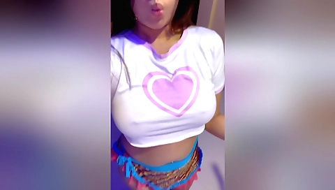Indian girl with perfect ass shows her big natural tits