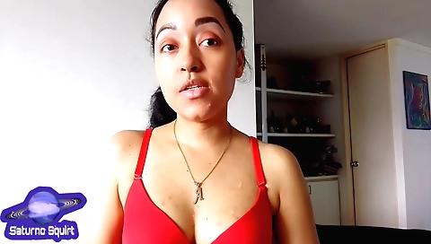 Curvy latina with a pink pussy mouth finishes the shot