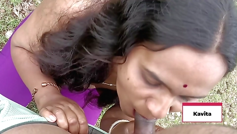 Indian brunette sucks and gets fucked in the jungle