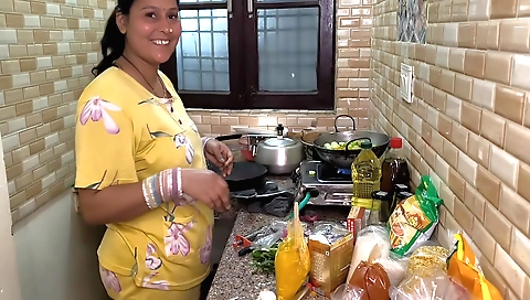 Indian cook is eating and getting fucked in the kitchen
