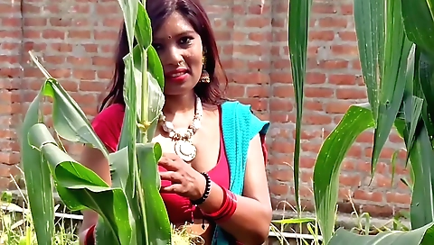 Slutty indian chick in outdoor delivery outfit fucks