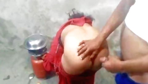 Indian with big boobs and big ass riding a big cock outdoors