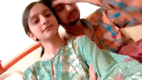 Indian brunette girl with nice tits sucking a dick