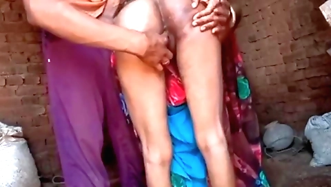 Indian girl in a bra in pink bikini gets fucked in the village