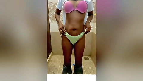 Solo girl amateur video with the camera in her hands