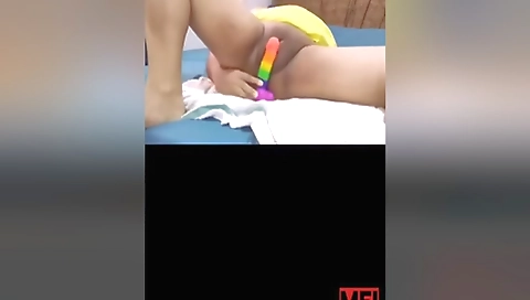 Hairy chick with a big ass does solo action on the couch