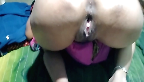 Busty brunette creampie after sex with her husband