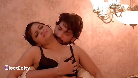 Sexy brunette with a cute body and small tits is on the bed
