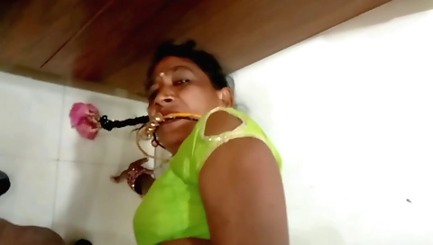 Indian porn clip with a hot brunette girl licking cock