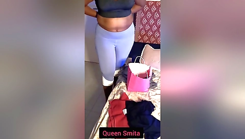 Indian girl in a sexy outfit gives a little tease from her body