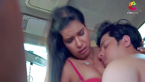 Busty hot girl with an attractive booty ride a guy