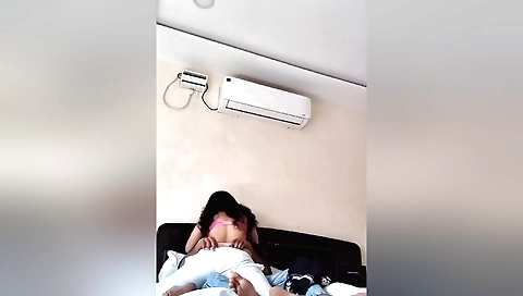 Amateur brunette girl called her friend's wife home