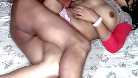 Indian bimbo in stockings and underwear gets fucked
