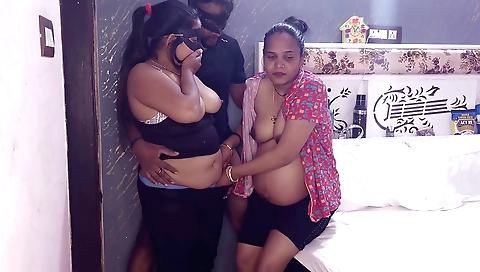 Indian whore with big boobs masturbates and rides a dildo