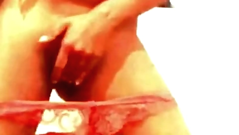 Indian brunette with a red bikini in amateur solo clip