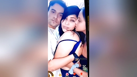 Amateur webcam show with the biggest tits in a hot threesome