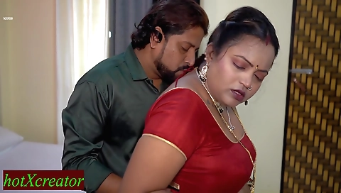 Indian brunette gets fucked by a boss in a hot bedroom