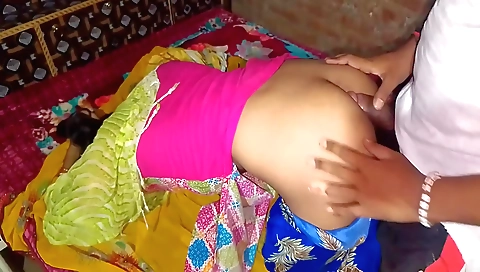 Indian brunette in a black dress gets her pussy fucked