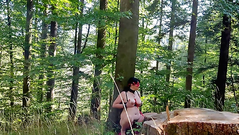 Big-titted stepmom and her stepson having fun outdoors