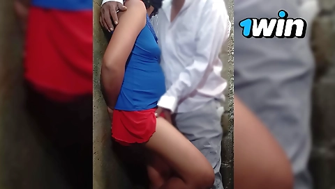 Indian brunette riding a big dick in outdoor scene