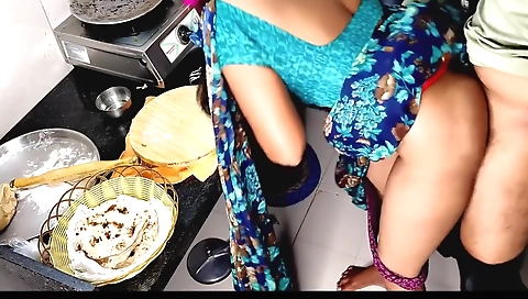 Indian cousin fucks the husband's wife in the kitchen