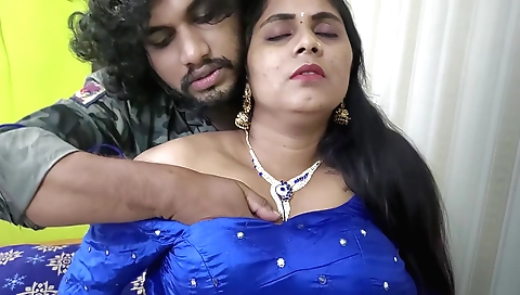Chubby brunette with a round ass is having fun with a guy