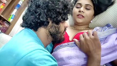 Indian brunette enjoying a hot navel licking and kissing