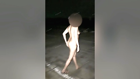 Solo amateur female outdoor porn clip with her body on a road