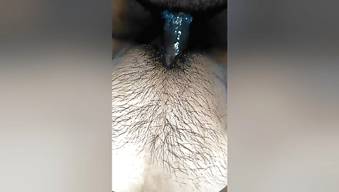 Indian babe with hairy pussy fucked by husband and gets wet