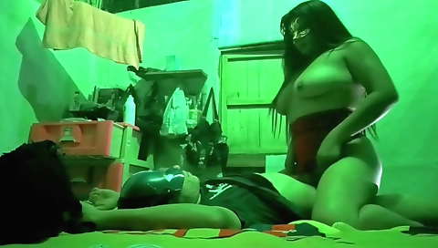 Hot brunette milf with a sexy ass and big tits with her stepson